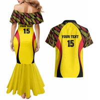 Custom Uganda Cricket Couples Matching Mermaid Dress and Hawaiian Shirt Go Cricket Cranes - Wonder Print Shop