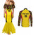 Custom Uganda Cricket Couples Matching Mermaid Dress and Long Sleeve Button Shirt Go Cricket Cranes - Wonder Print Shop