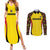 Custom Uganda Cricket Couples Matching Summer Maxi Dress and Long Sleeve Button Shirt Go Cricket Cranes - Wonder Print Shop