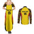 Custom Uganda Cricket Couples Matching Summer Maxi Dress and Long Sleeve Button Shirt Go Cricket Cranes - Wonder Print Shop