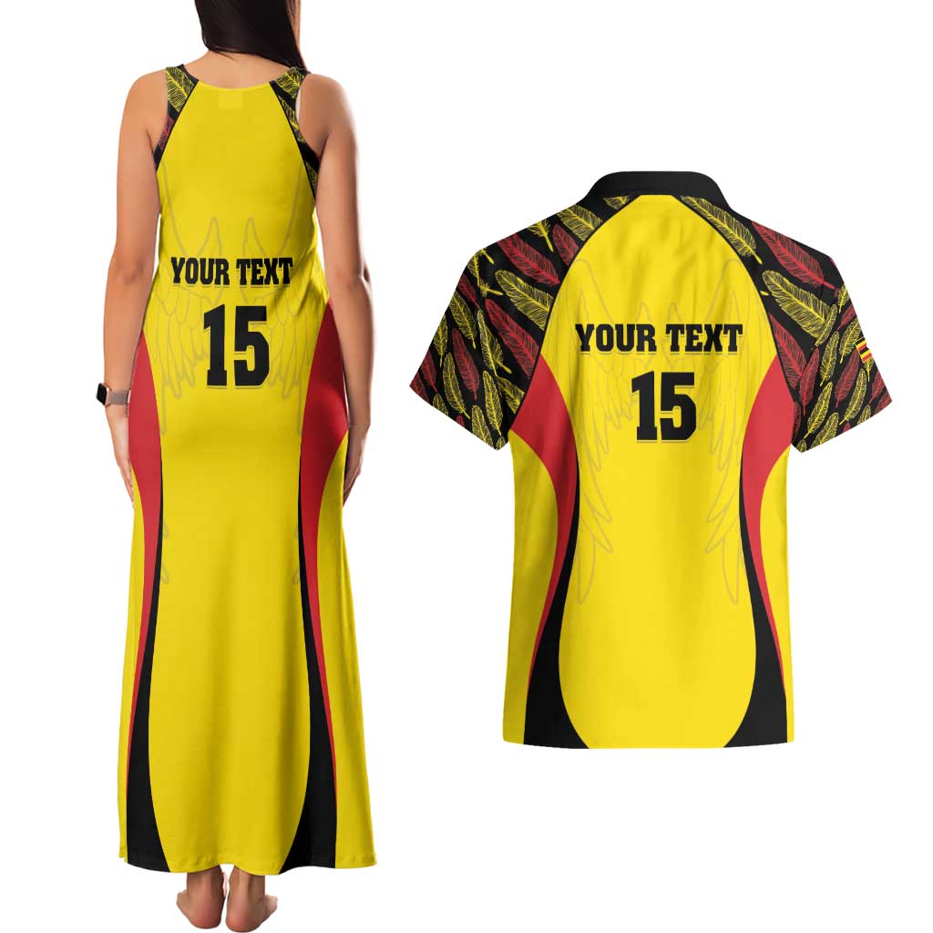 Custom Uganda Cricket Couples Matching Tank Maxi Dress and Hawaiian Shirt Go Cricket Cranes - Wonder Print Shop