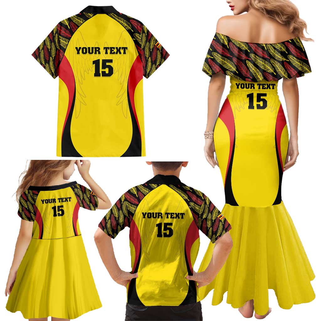 Custom Uganda Cricket Family Matching Mermaid Dress and Hawaiian Shirt Go Cricket Cranes - Wonder Print Shop