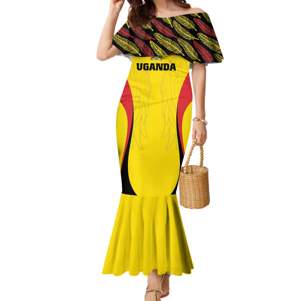 Custom Uganda Cricket Family Matching Mermaid Dress and Hawaiian Shirt Go Cricket Cranes - Wonder Print Shop