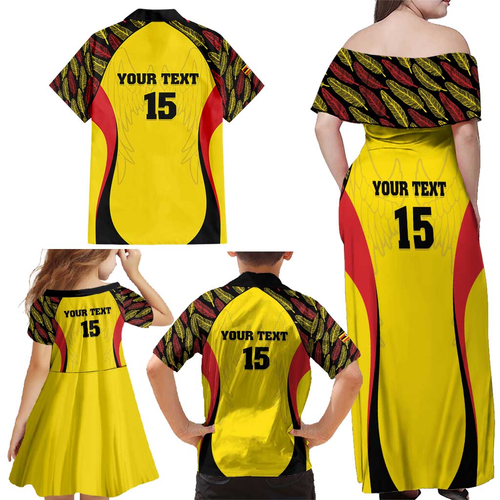 Custom Uganda Cricket Family Matching Off Shoulder Maxi Dress and Hawaiian Shirt Go Cricket Cranes - Wonder Print Shop