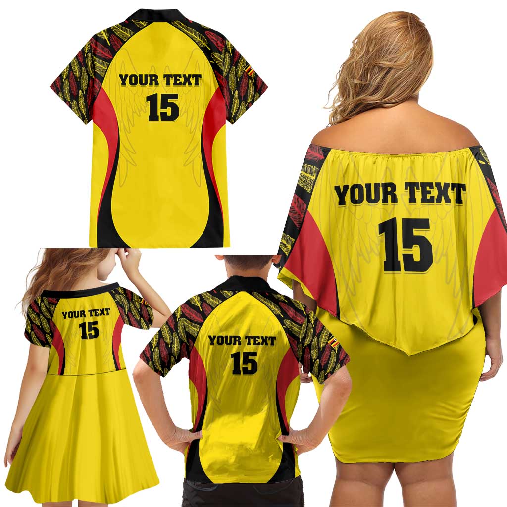 Custom Uganda Cricket Family Matching Off Shoulder Short Dress and Hawaiian Shirt Go Cricket Cranes - Wonder Print Shop