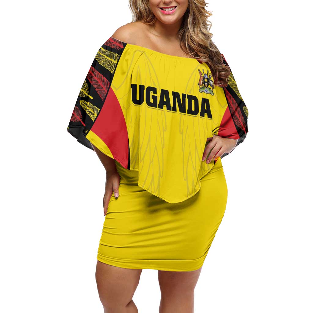 Custom Uganda Cricket Family Matching Off Shoulder Short Dress and Hawaiian Shirt Go Cricket Cranes - Wonder Print Shop