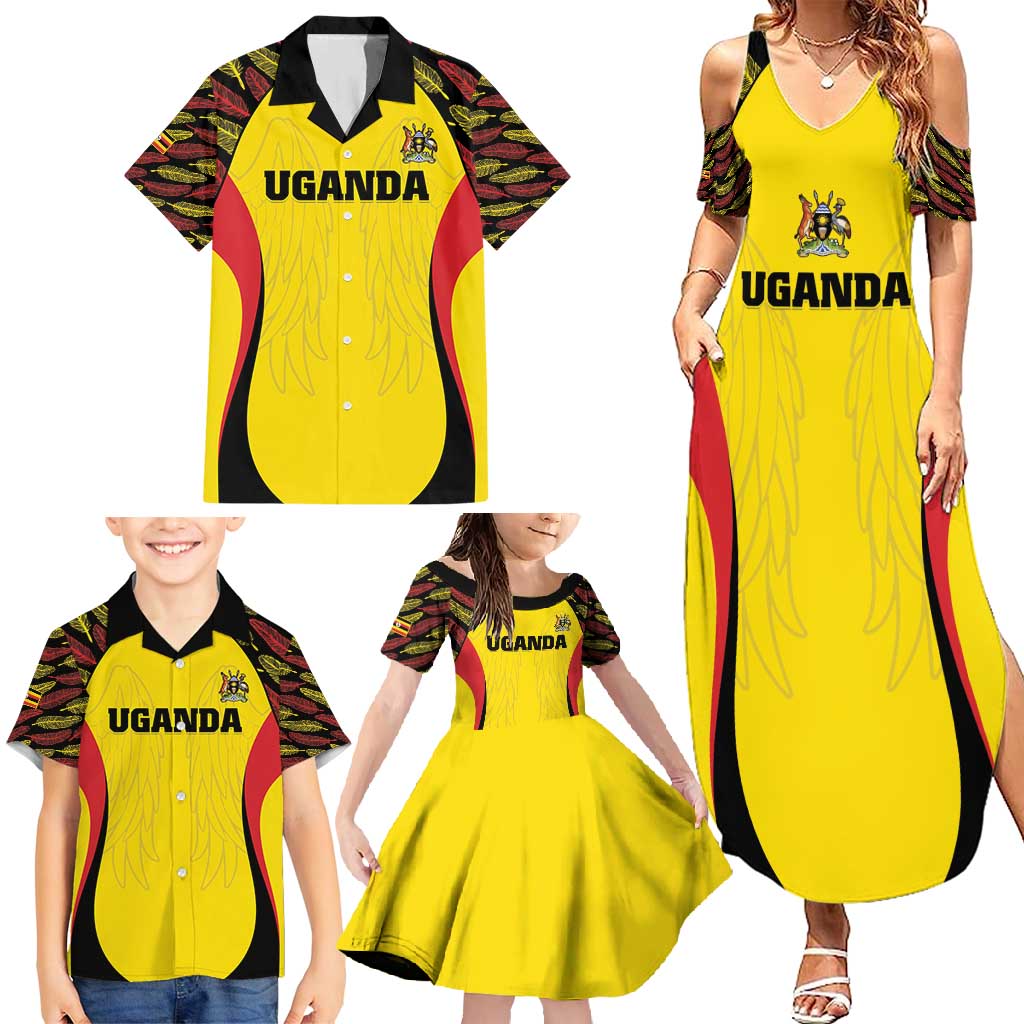 Custom Uganda Cricket Family Matching Summer Maxi Dress and Hawaiian Shirt Go Cricket Cranes - Wonder Print Shop