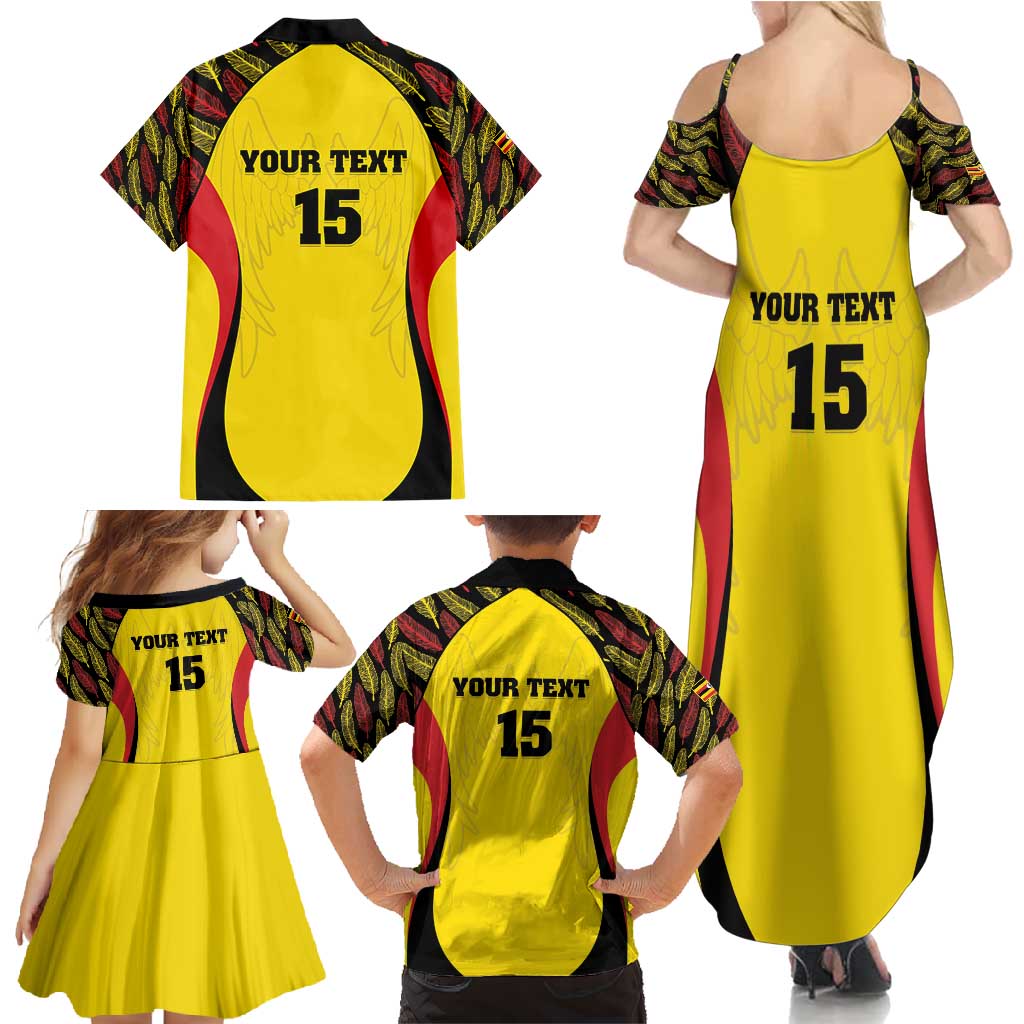 Custom Uganda Cricket Family Matching Summer Maxi Dress and Hawaiian Shirt Go Cricket Cranes - Wonder Print Shop
