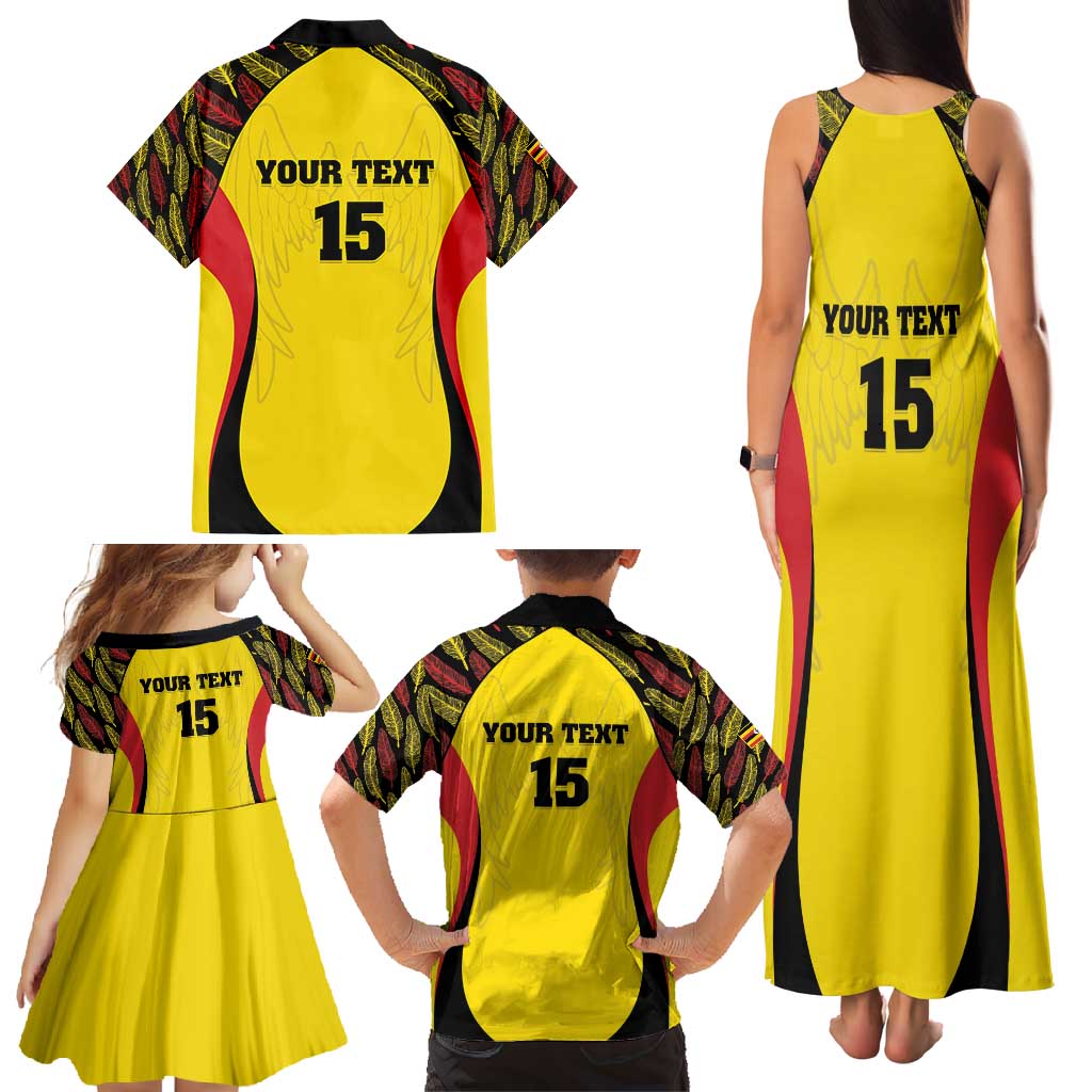 Custom Uganda Cricket Family Matching Tank Maxi Dress and Hawaiian Shirt Go Cricket Cranes - Wonder Print Shop