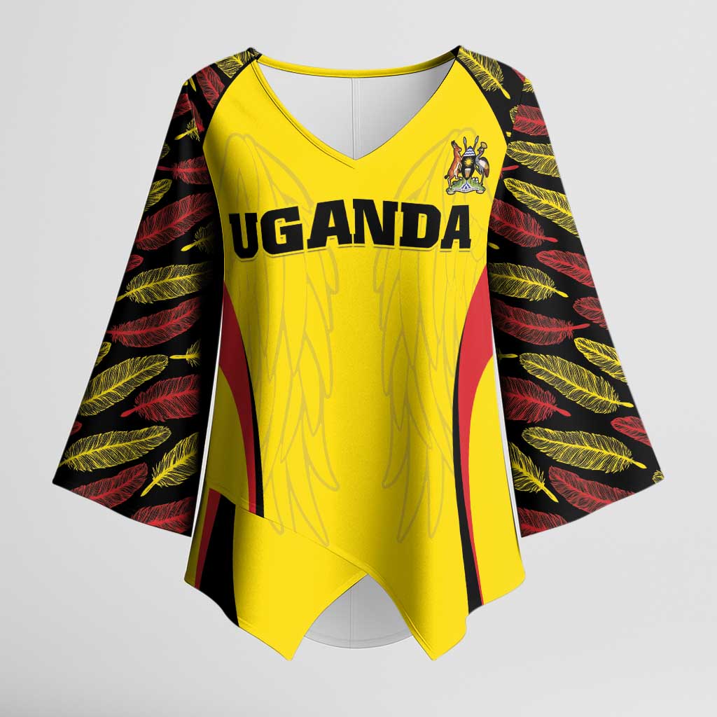 Custom Uganda Cricket Kimono Sleeve Blouse Go Cricket Cranes - Wonder Print Shop