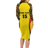 Custom Uganda Cricket Long Sleeve Bodycon Dress Go Cricket Cranes - Wonder Print Shop