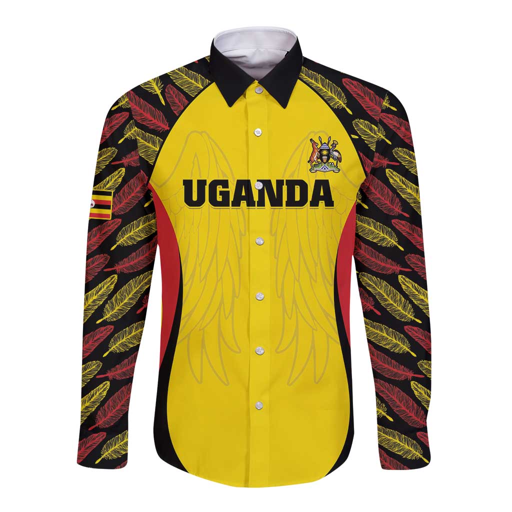 Custom Uganda Cricket Long Sleeve Button Shirt Go Cricket Cranes - Wonder Print Shop
