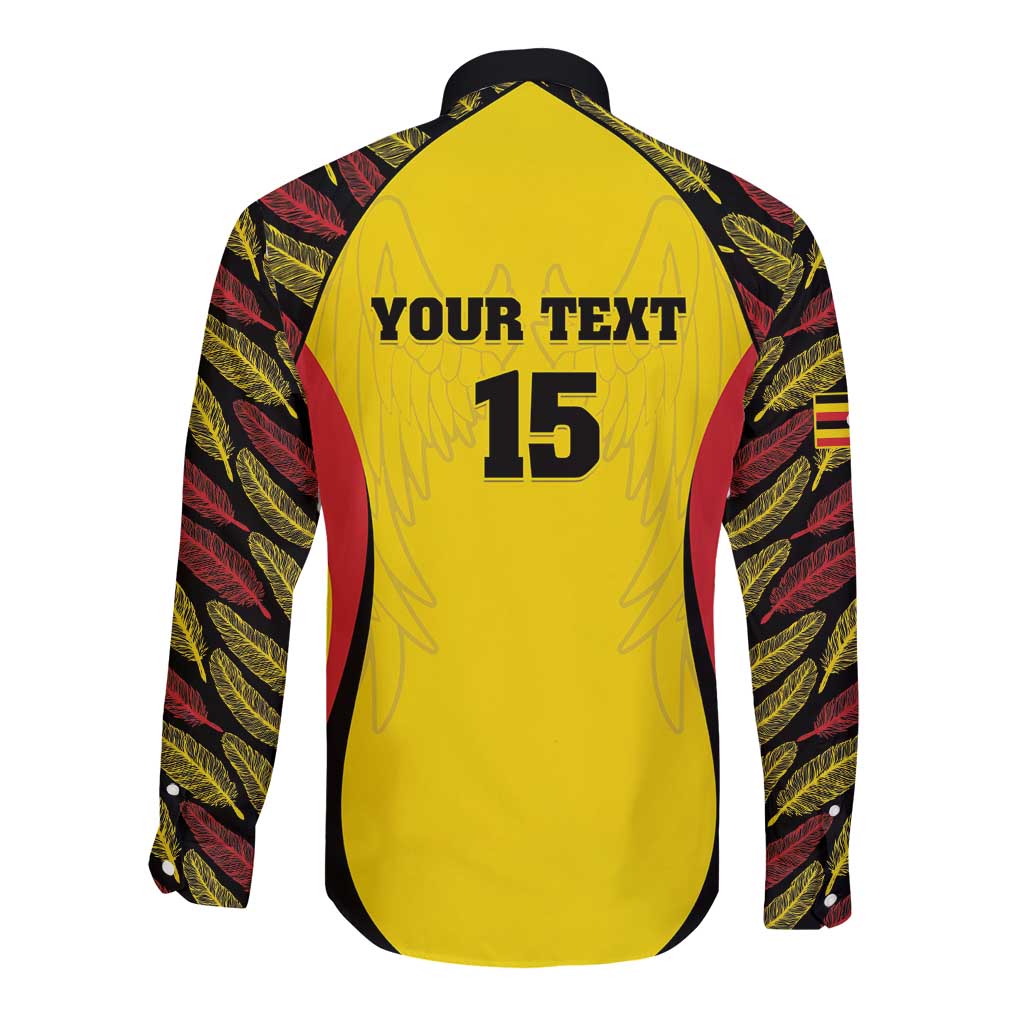 Custom Uganda Cricket Long Sleeve Button Shirt Go Cricket Cranes - Wonder Print Shop