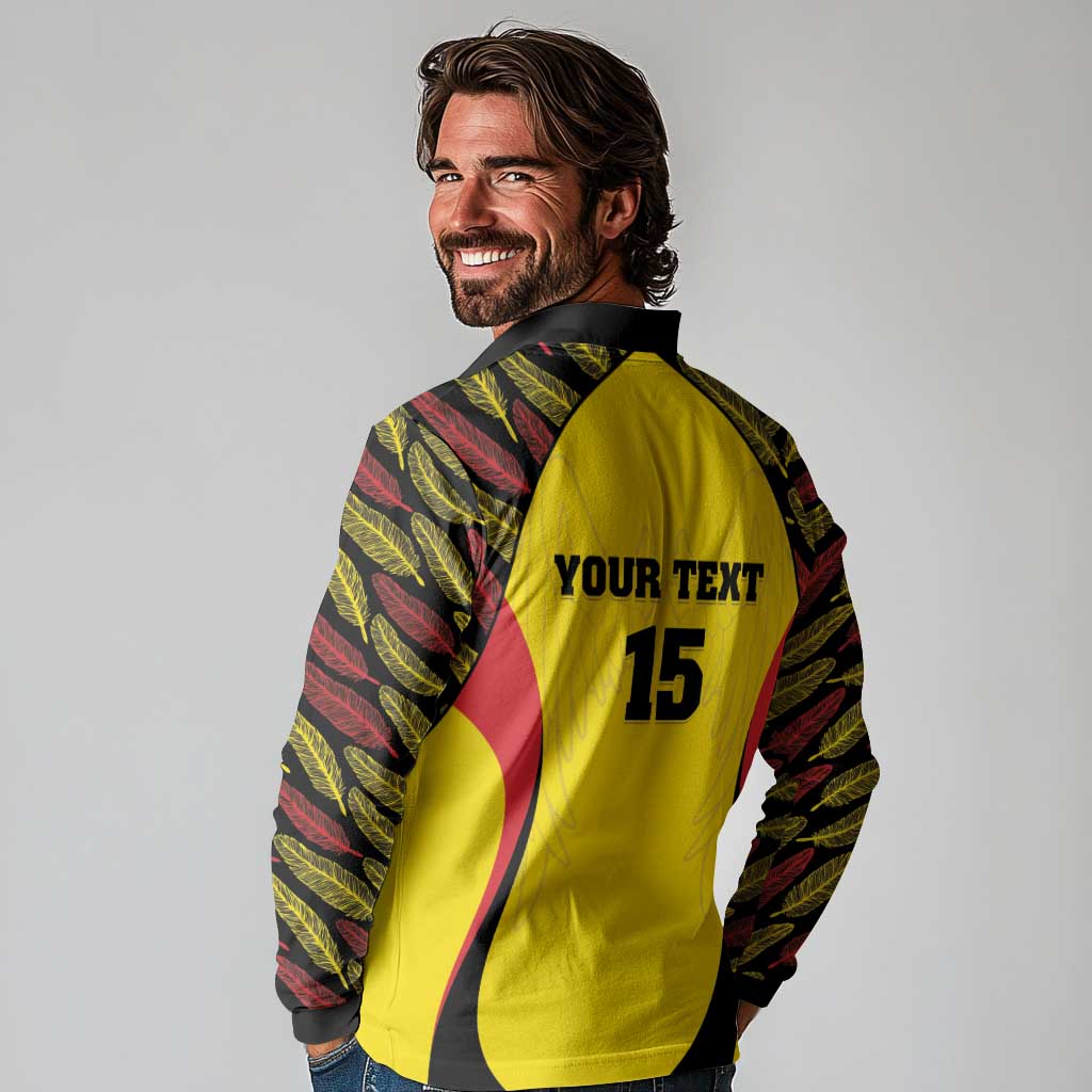 Custom Uganda Cricket Long Sleeve Polo Shirt Go Cricket Cranes - Wonder Print Shop