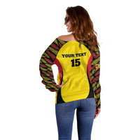 Custom Uganda Cricket Off Shoulder Sweater Go Cricket Cranes - Wonder Print Shop