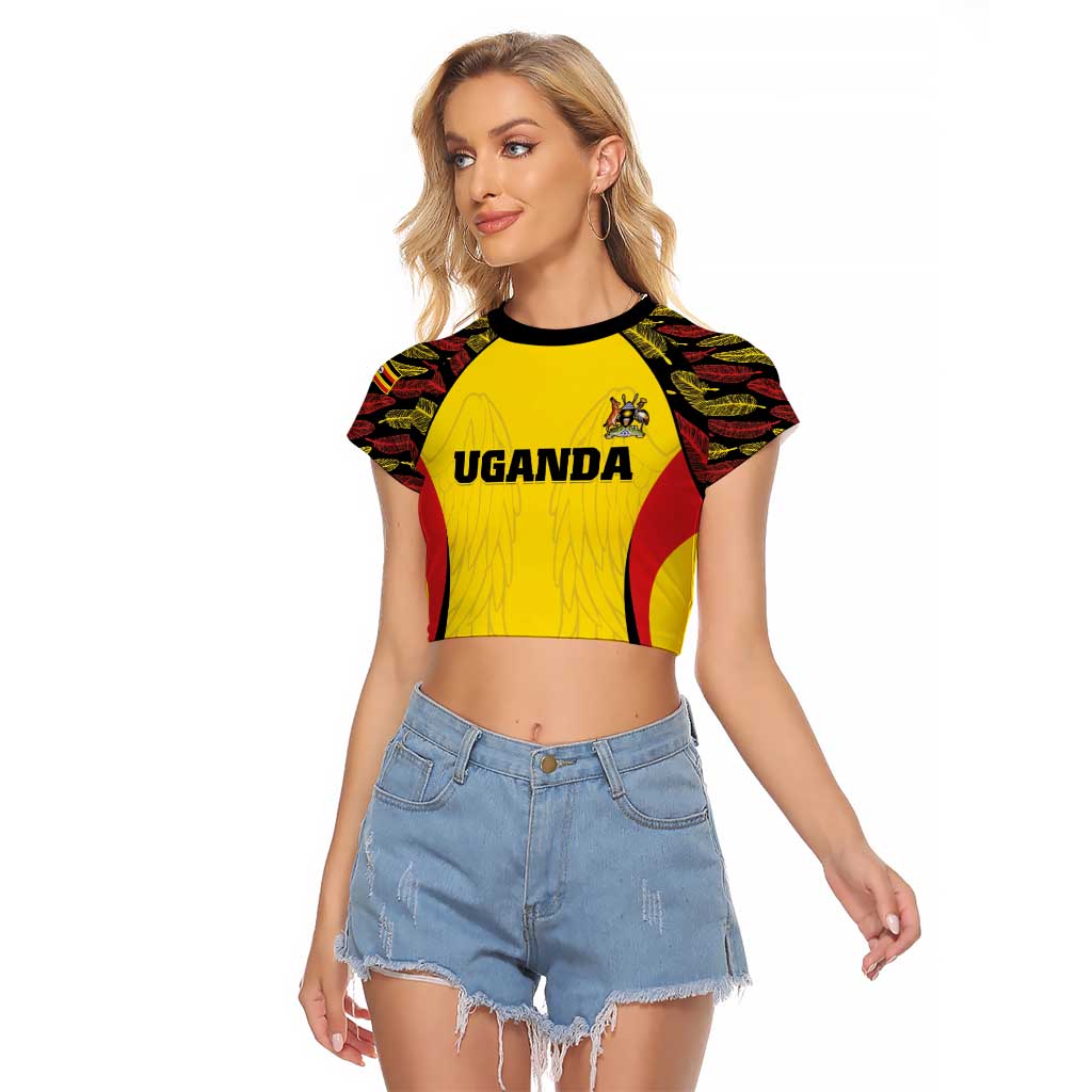Custom Uganda Cricket Raglan Cropped T Shirt Go Cricket Cranes - Wonder Print Shop