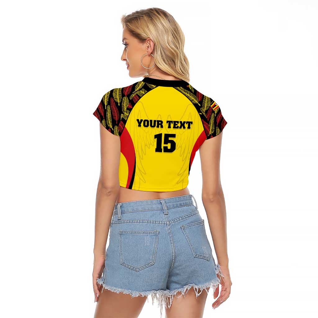 Custom Uganda Cricket Raglan Cropped T Shirt Go Cricket Cranes - Wonder Print Shop