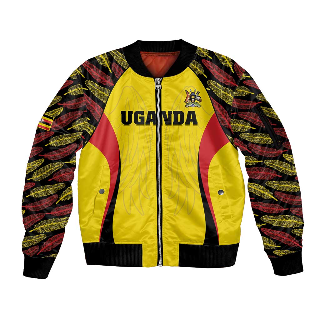 Custom Uganda Cricket Sleeve Zip Bomber Jacket Go Cricket Cranes - Wonder Print Shop