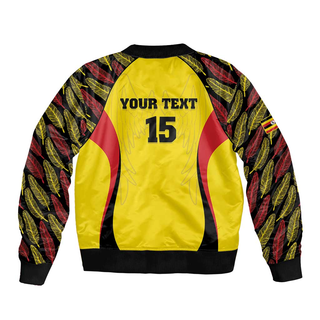 Custom Uganda Cricket Sleeve Zip Bomber Jacket Go Cricket Cranes - Wonder Print Shop