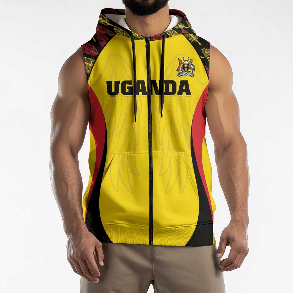Custom Uganda Cricket Sleeveless Zip Hoodie Go Cricket Cranes - Wonder Print Shop