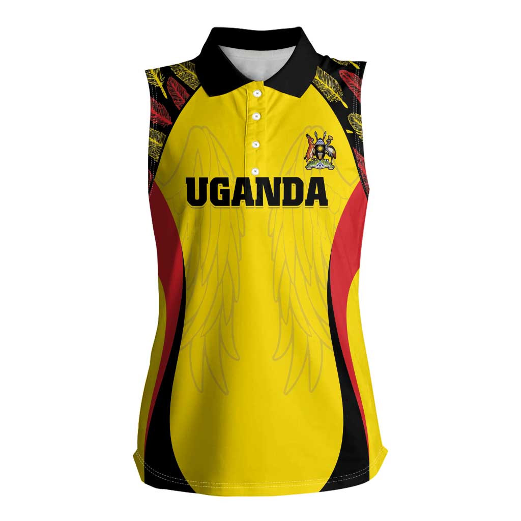 Custom Uganda Cricket Women Sleeveless Polo Shirt Go Cricket Cranes - Wonder Print Shop