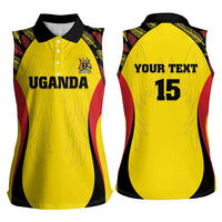 Custom Uganda Cricket Women Sleeveless Polo Shirt Go Cricket Cranes - Wonder Print Shop