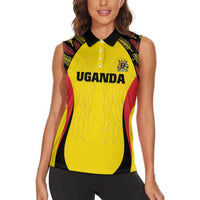 Custom Uganda Cricket Women Sleeveless Polo Shirt Go Cricket Cranes - Wonder Print Shop