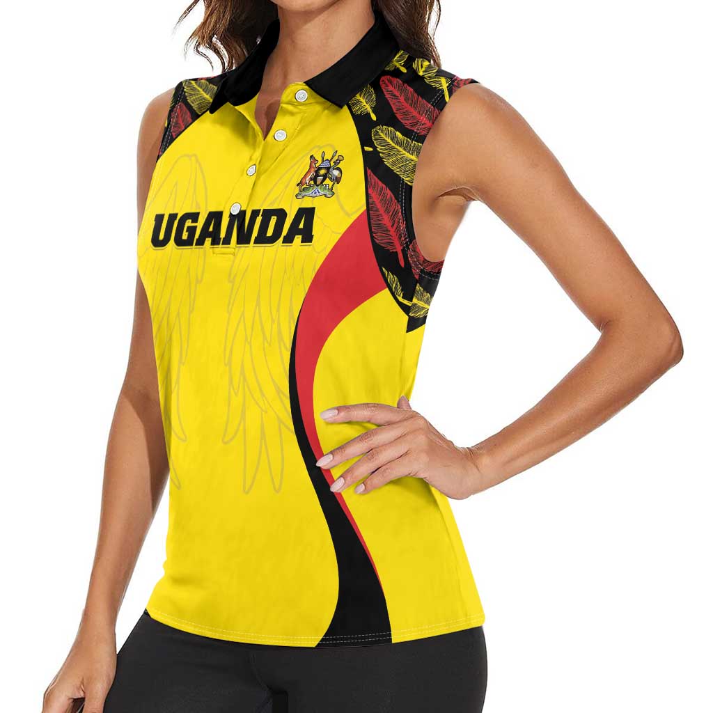 Custom Uganda Cricket Women Sleeveless Polo Shirt Go Cricket Cranes - Wonder Print Shop