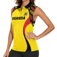 Custom Uganda Cricket Women Sleeveless Polo Shirt Go Cricket Cranes - Wonder Print Shop