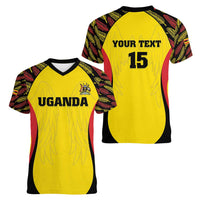 Custom Uganda Cricket Women V-Neck T-Shirt Go Cricket Cranes - Wonder Print Shop