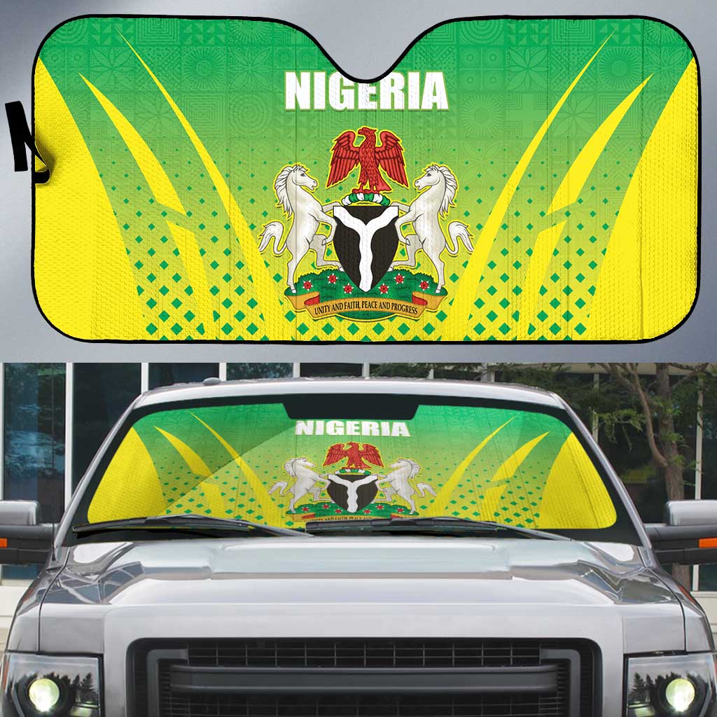 Nigeria Cricket Auto Sun Shade Come On Yellow Greens - Wonder Print Shop