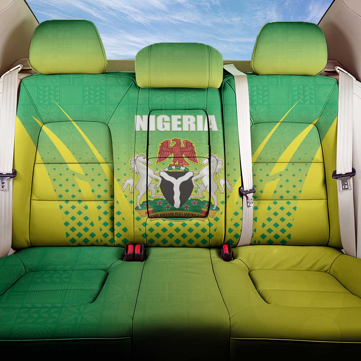 Nigeria Cricket Back Car Seat Cover Come On Yellow Greens - Wonder Print Shop