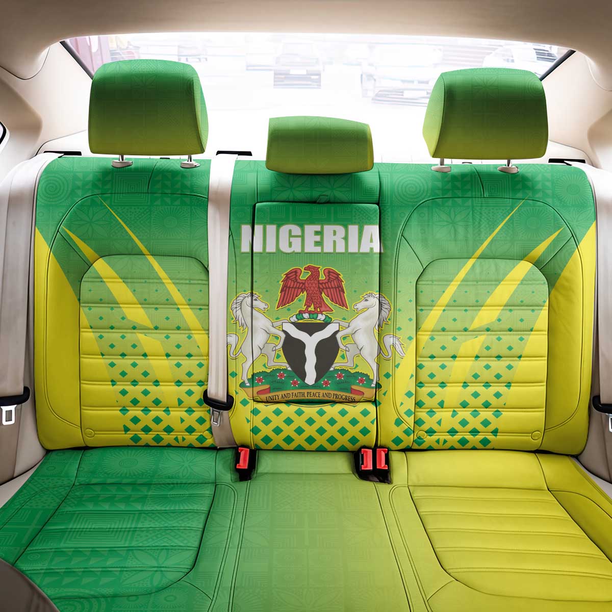 Nigeria Cricket Back Car Seat Cover Come On Yellow Greens - Wonder Print Shop