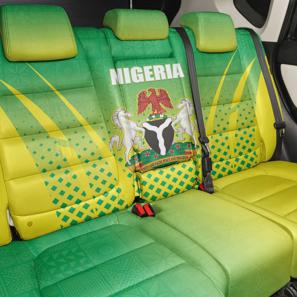 Nigeria Cricket Back Car Seat Cover Come On Yellow Greens - Wonder Print Shop