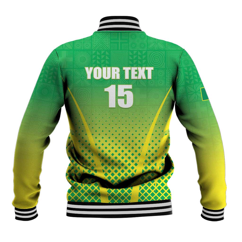 Custom Nigeria Cricket Baseball Jacket Come On Yellow Greens - Wonder Print Shop