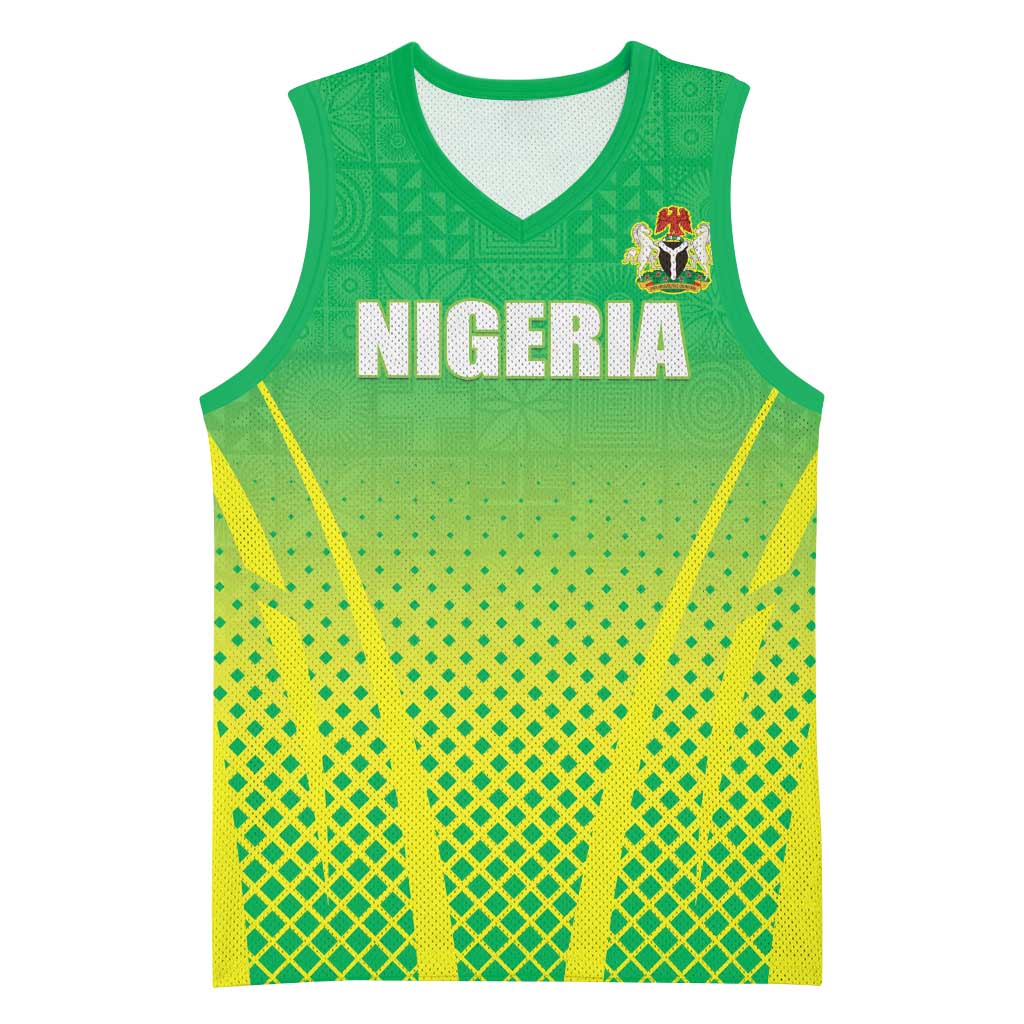 Custom Nigeria Cricket Basketball Jersey Come On Yellow Greens - Wonder Print Shop