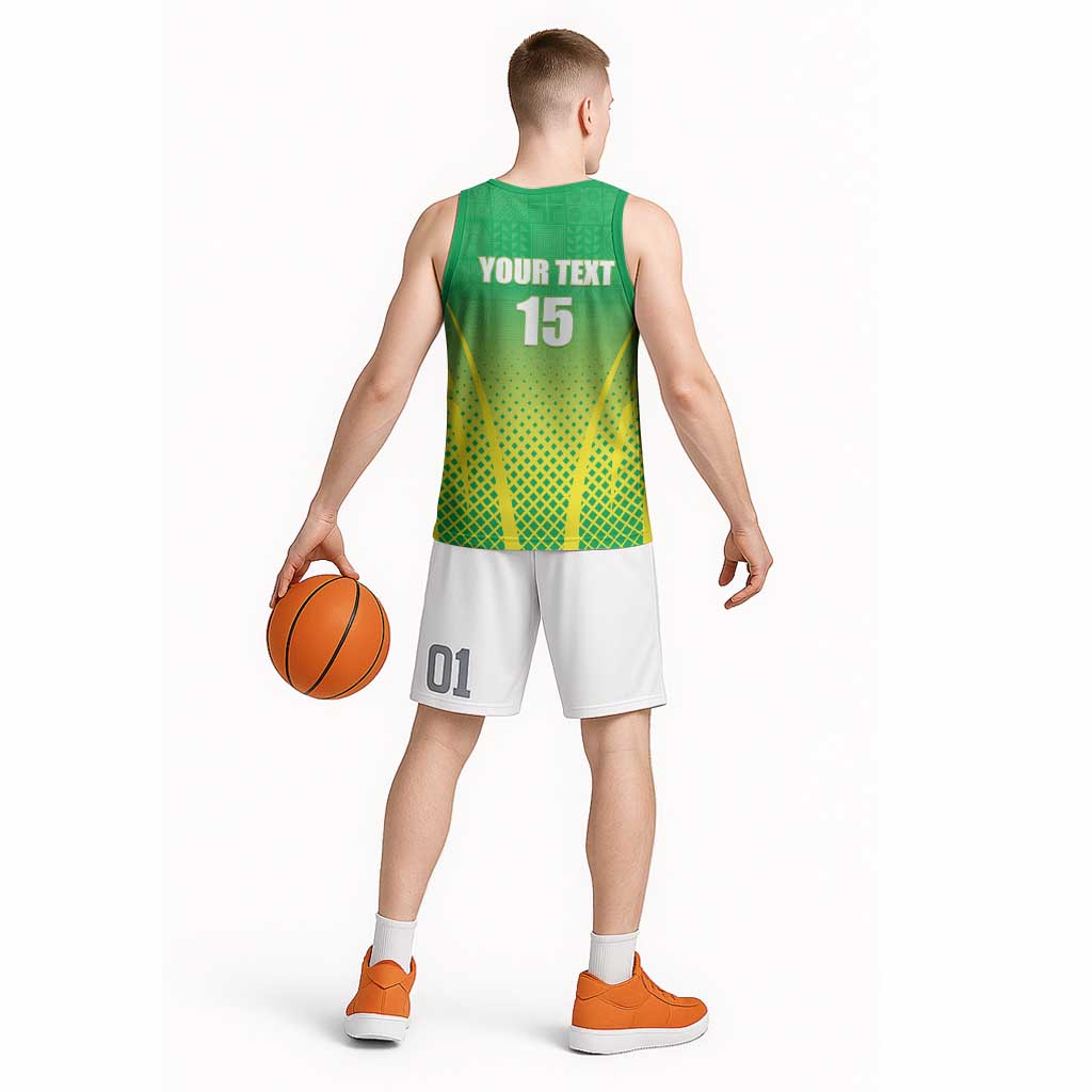 Custom Nigeria Cricket Basketball Jersey Come On Yellow Greens - Wonder Print Shop