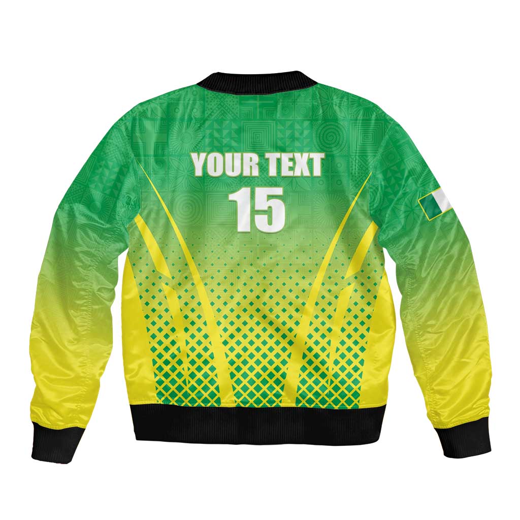 Custom Nigeria Cricket Bomber Jacket Come On Yellow Greens - Wonder Print Shop