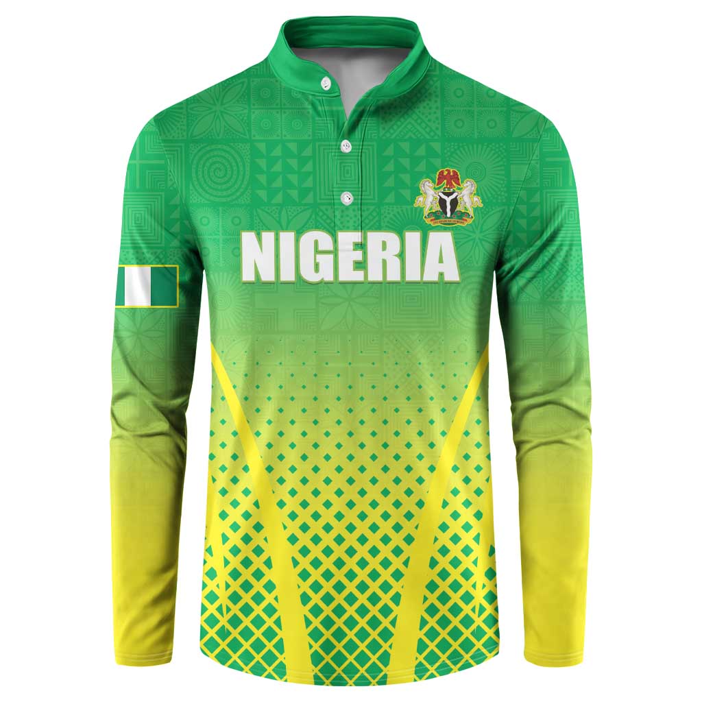 Custom Nigeria Cricket Button Sweatshirt Come On Yellow Greens - Wonder Print Shop