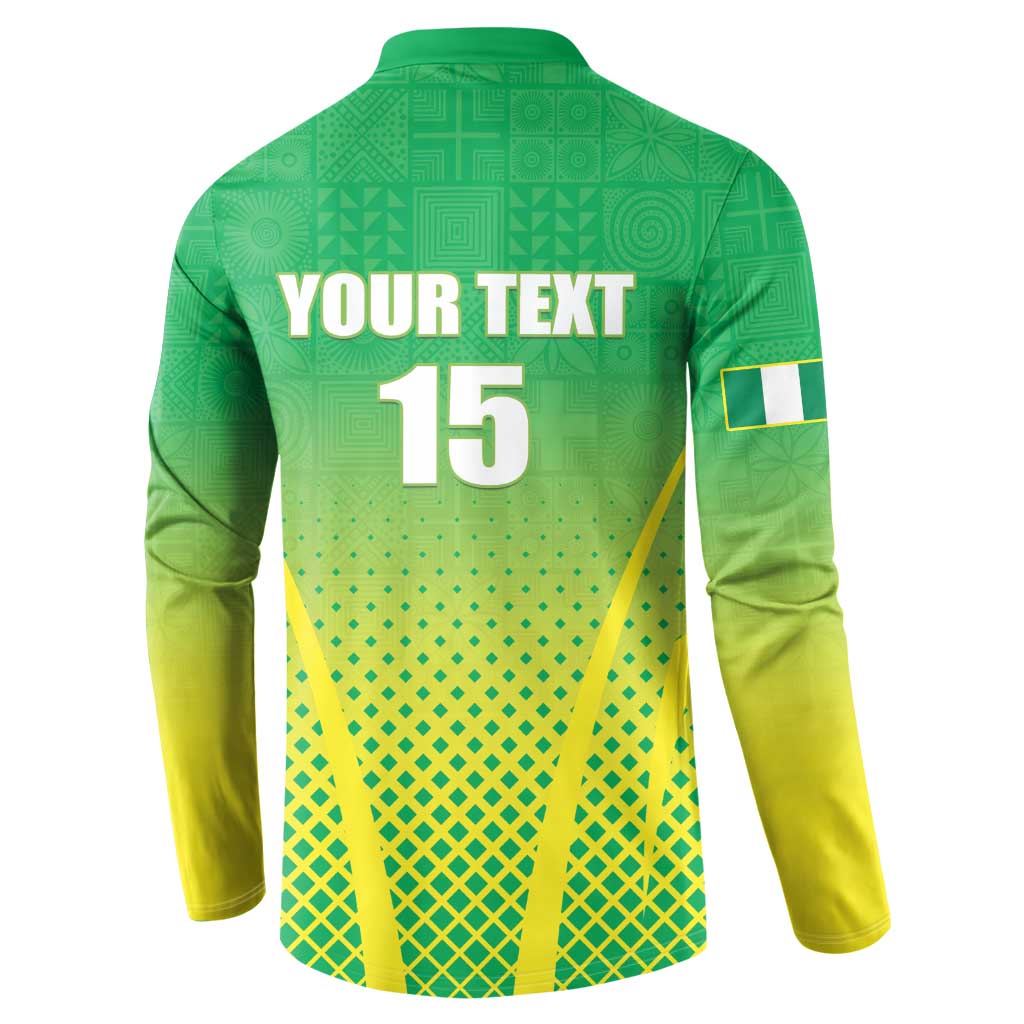 Custom Nigeria Cricket Button Sweatshirt Come On Yellow Greens - Wonder Print Shop