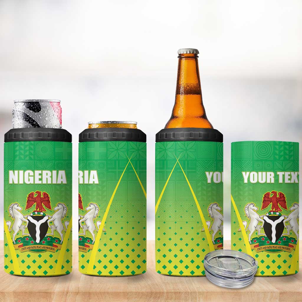 Custom Nigeria Cricket 4 in 1 Can Cooler Tumbler Come On Yellow Greens - Wonder Print Shop