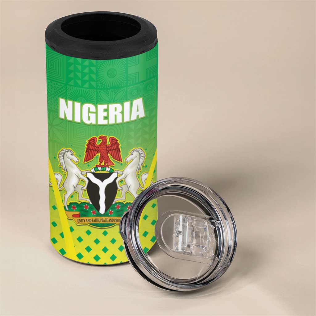 Custom Nigeria Cricket 4 in 1 Can Cooler Tumbler Come On Yellow Greens - Wonder Print Shop