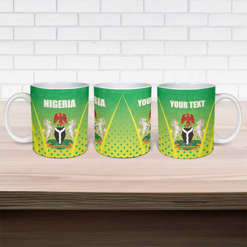 Custom Nigeria Cricket Ceramic Mug Come On Yellow Greens - Wonder Print Shop