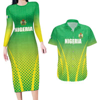 Custom Nigeria Cricket Couples Matching Long Sleeve Bodycon Dress and Hawaiian Shirt Come On Yellow Greens - Wonder Print Shop