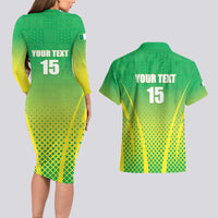 Custom Nigeria Cricket Couples Matching Long Sleeve Bodycon Dress and Hawaiian Shirt Come On Yellow Greens - Wonder Print Shop