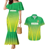 Custom Nigeria Cricket Couples Matching Mermaid Dress and Hawaiian Shirt Come On Yellow Greens - Wonder Print Shop