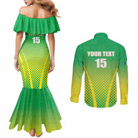 Custom Nigeria Cricket Couples Matching Mermaid Dress and Long Sleeve Button Shirt Come On Yellow Greens - Wonder Print Shop