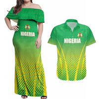 Custom Nigeria Cricket Couples Matching Off Shoulder Maxi Dress and Hawaiian Shirt Come On Yellow Greens - Wonder Print Shop