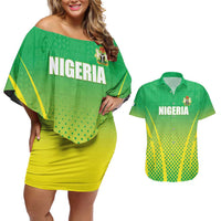 Custom Nigeria Cricket Couples Matching Off Shoulder Short Dress and Hawaiian Shirt Come On Yellow Greens - Wonder Print Shop