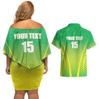 Custom Nigeria Cricket Couples Matching Off Shoulder Short Dress and Hawaiian Shirt Come On Yellow Greens - Wonder Print Shop